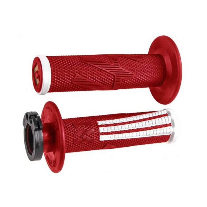 Poignées moto cross ODI EMIG PRO V2 LOCK-ON Rouge/Blanc