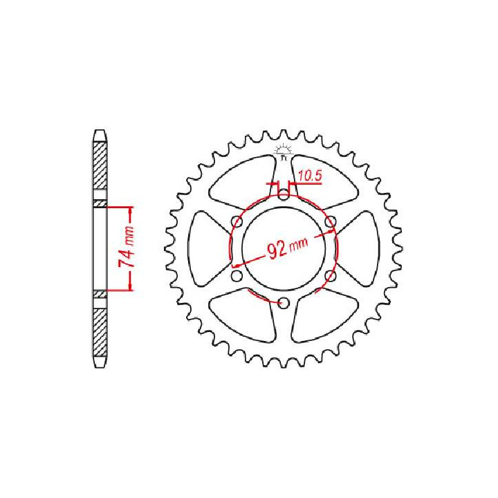 Couronne acier JT 45 dents pas 530 type 856