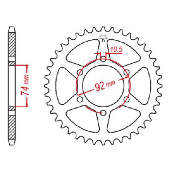 Couronne acier JT 45 dents pas 530 type 856 Couronne acier JT 45 dents pas 530 type 856