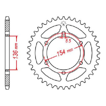 Couronne acier JT 47 dents pas 520 type 9
