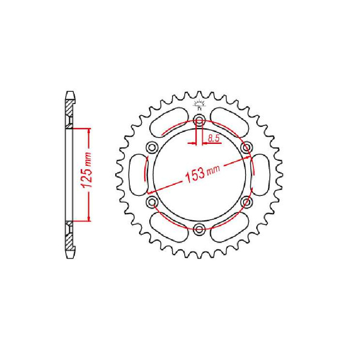 Couronne acier JT 53 dents pas 428 type 1258