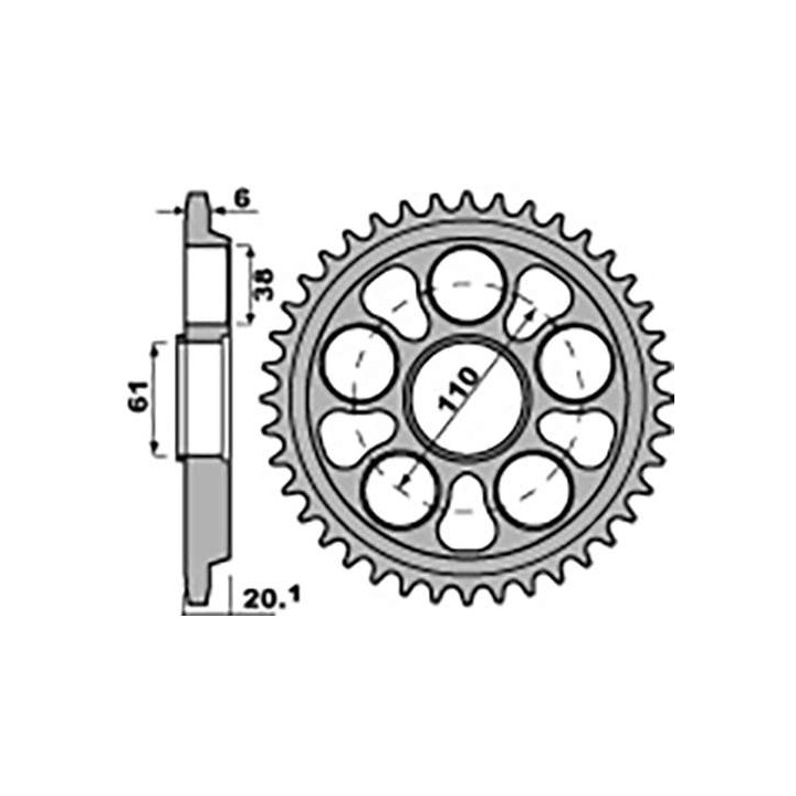 Couronne alu PBR 42 dents ultra-light pas 520 type 4420 MV Agusta F4 Brutale