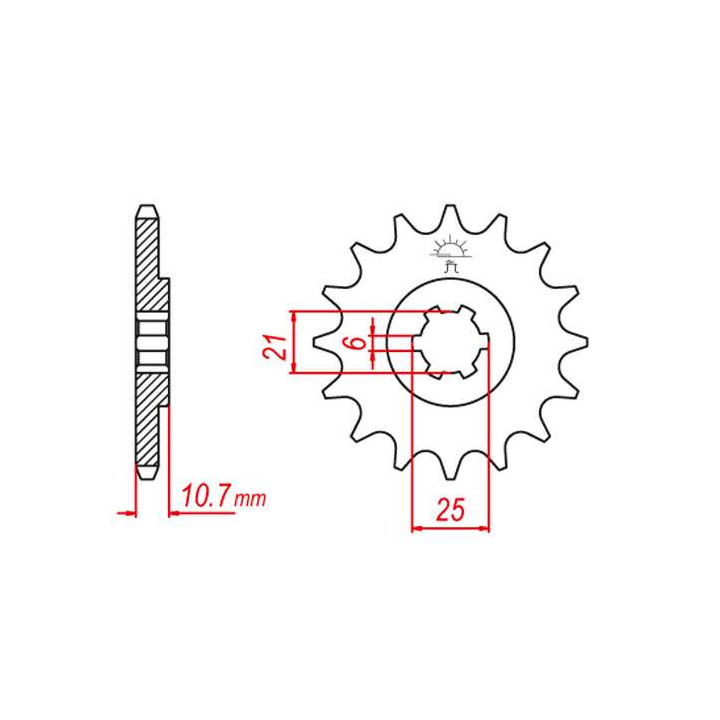 Pignon JT 15 dents pas 630 type 331 Pignon JT 15 dents pas 630 type 331