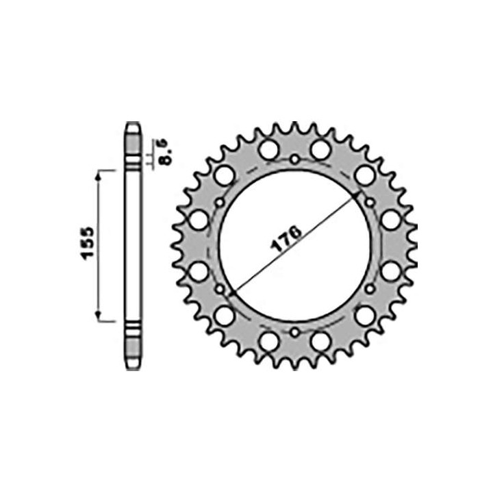 Couronne acier PBR 45 dents pas 530 type 4392 Triumph T509 Speed Triple