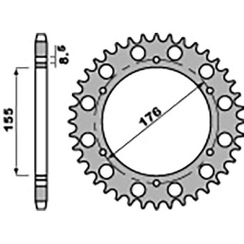 Couronne acier PBR 45 dents pas 530 type 4392 Triumph T509 Speed Triple