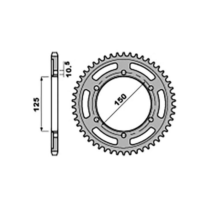 Couronne acier PBR 45 dents pas 525 type 4454 KTM 950 LC8 SUP Enduro