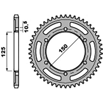 Couronne acier PBR 45 dents pas 525 type 4454 KTM 950 LC8 SUP Enduro