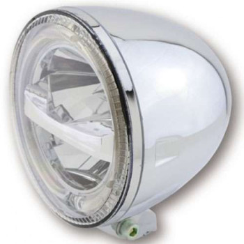 Led motorcycle headlight 5 3/4 inch HIGHSIDER CIRCLE Chrome (bottom mount)