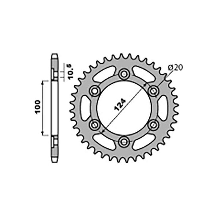 Couronne acier PBR 45 dents pas 520 type 1027 Ducati 696 Monster