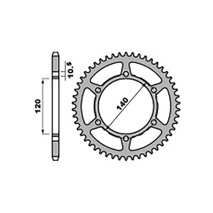 Couronne acier PBR 42 dents pas 520 type 475 Kawasaki EN500 C1-C9