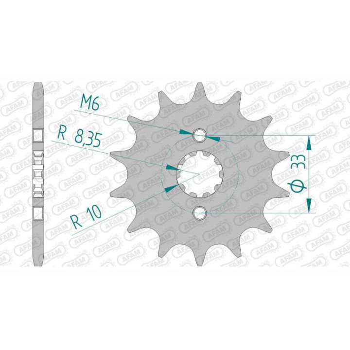Pignon AFAM 15 dents pas 520 type 22301 Suzuki GT 250 X7