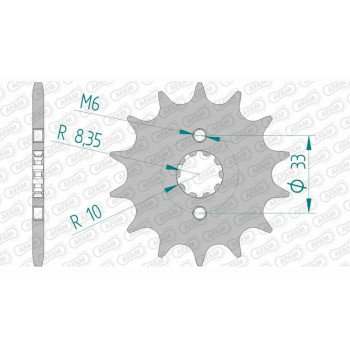Pignon AFAM 15 dents pas 520 type 22301 Suzuki GT 250 X7
