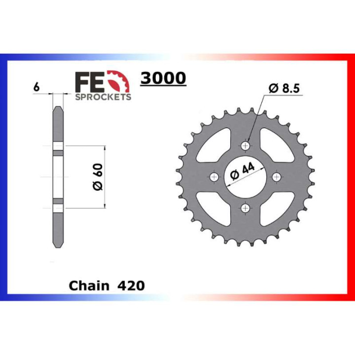 Couronne acier FE 32 dents pas 420 type 3000