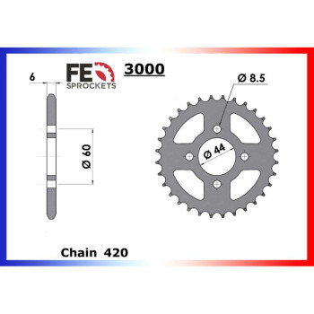 Couronne acier FE 32 dents pas 420 type 3000