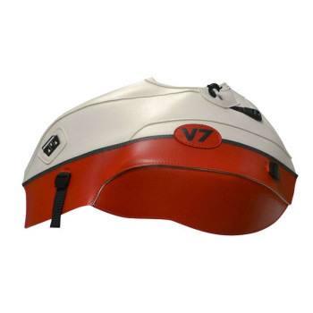 Tapis de réservoir Bagster blanc/rouge/bande anthracite (1591F) Moto Guzzi V7 Tapis de réservoir Bagster blanc/rouge/bande anthracite (1591F) Moto Guzzi V7