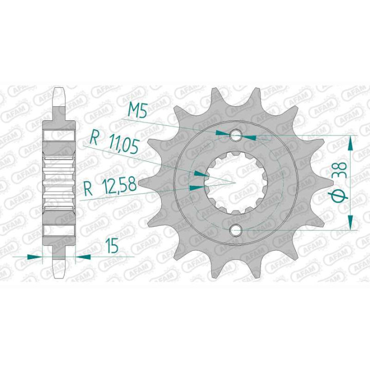 Pignon AFAM 15 dents pas 520 type 52607 Ducati 800 S SuperSport