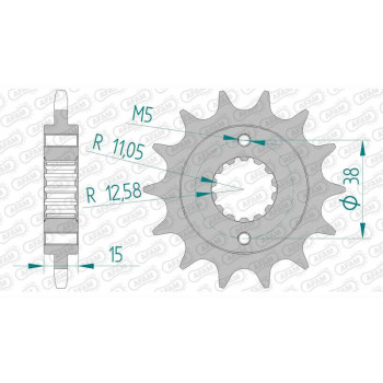 Pignon AFAM 15 dents pas 520 type 52607 Ducati 800 S SuperSport