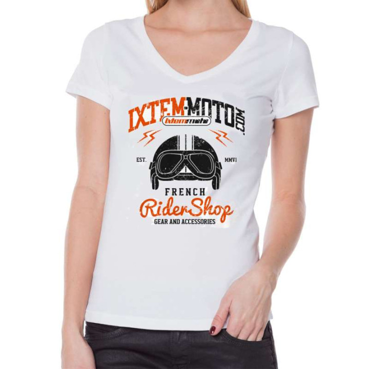 Tee-Shirt femme IXTEM MOTO French Rider Lady Blanc