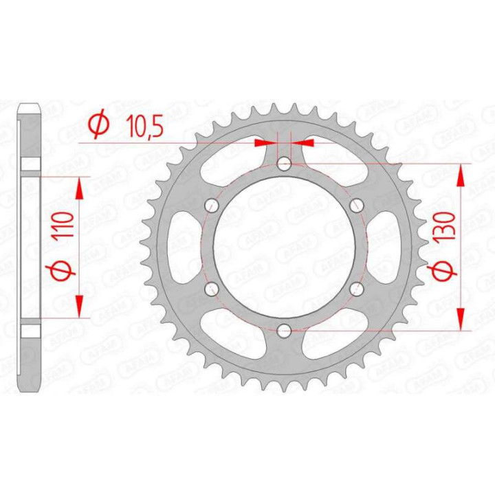 Couronne acier AFAM 47 dents pas 525 type 12815 Couronne acier AFAM 47 dents pas 525 type 12815