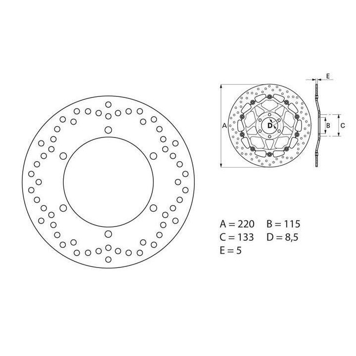 Brembo Oro Series rear brake disc 68B40755 Yamaha YZF R6 99-02 and YZF R1 02-03