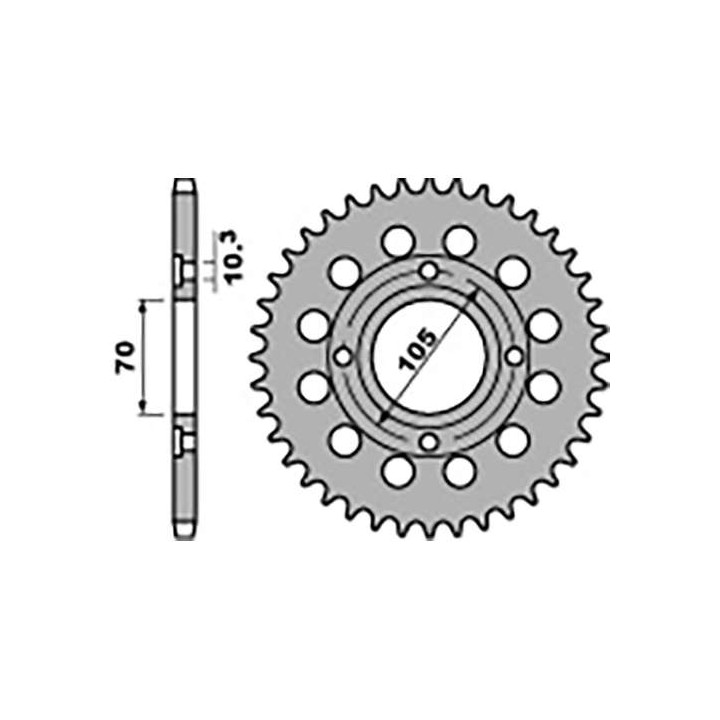 Steel sprocket PBR 34 teeth pitch 530 type 278 Honda CB360