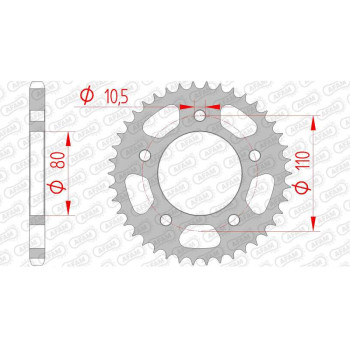 AFAM steel crown 42 teeth not 428 type 74200 Kymco KR 125 Quannon Nake