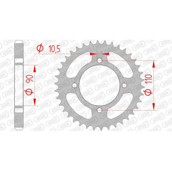 Couronne acier AFAM 38 dents pas 530 type 12402 Yamaha XS 400 DOHC Couronne acier AFAM 38 dents pas 530 type 12402 Yamaha XS 400 DOHC