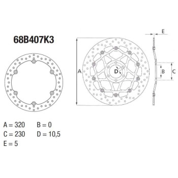 Disque de frein avant Brembo Série Oro 68B407K3 CB/CBR650F