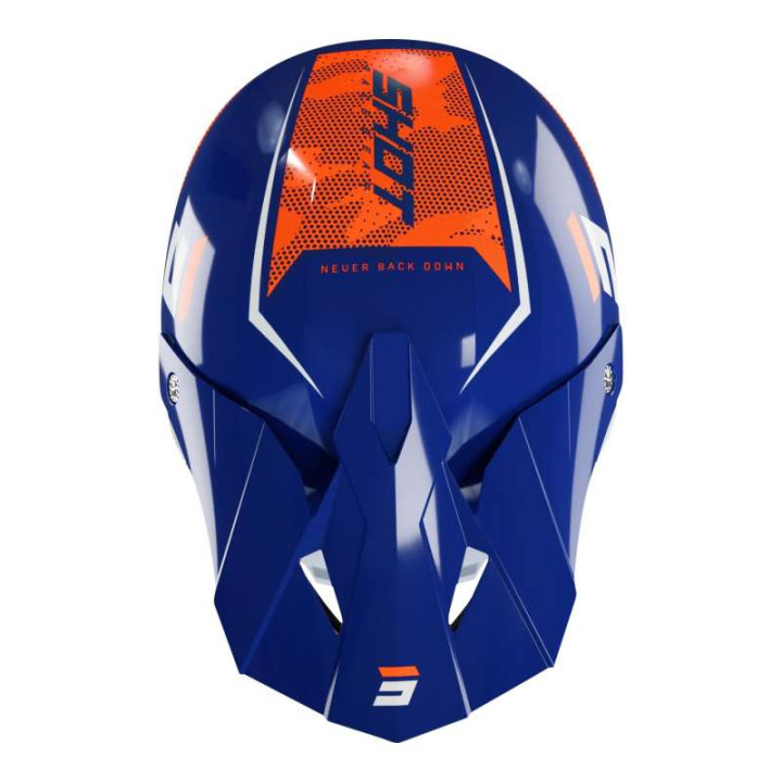 Casque moto cross Shot FURIOUS CAMO 2022 NAVY ORANGE GLOSSY