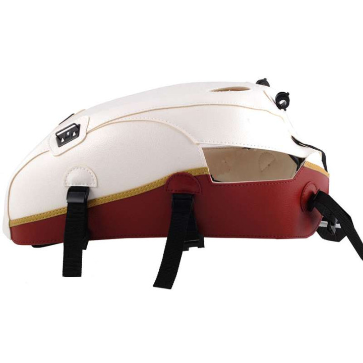Tapis de réservoir Bagster blanc/rouge fonce/lisere or (1568Z) Triumph BONNEVILLE T100/SE