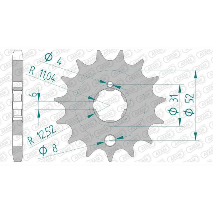 Pignon AFAM 15 dents pas 530 type 24401 Kawasaki Z 400