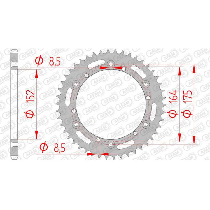 Couronne acier AFAM 42 dents pas 520 type 12500 Yamaha IT 175