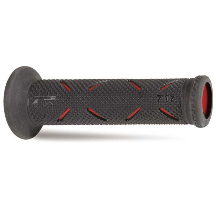 Poignées moto ProGrip 717RAR (embout ouvert) Noir/Rouge