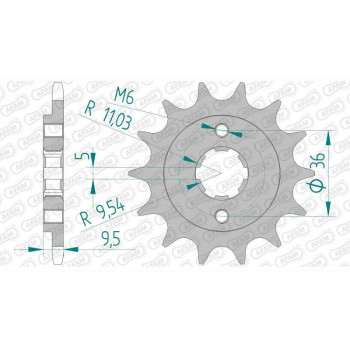 Pignon AFAM 14 dents pas 520 type 20308 Honda TRX 250 R