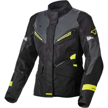 Veste moto femme Macna SONAR NIGHT EYE Noir/Jaune Fluo