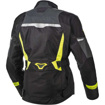 Veste moto femme Macna SONAR NIGHT EYE Noir/Jaune Fluo