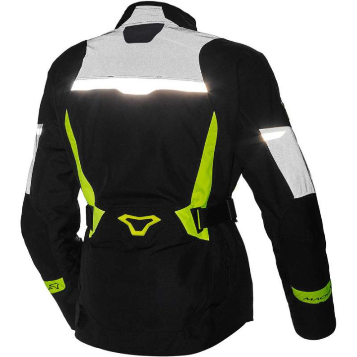 Veste moto femme Macna SONAR NIGHT EYE Noir/Jaune Fluo
