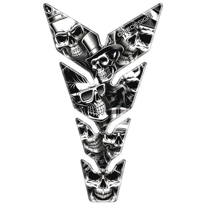 Protection de réservoir moto OneDesign SKULL PARTY B&W