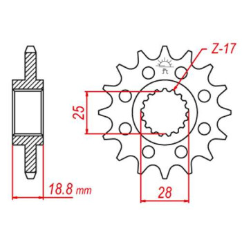 Pignon JT 16 dents pas 525 type 704