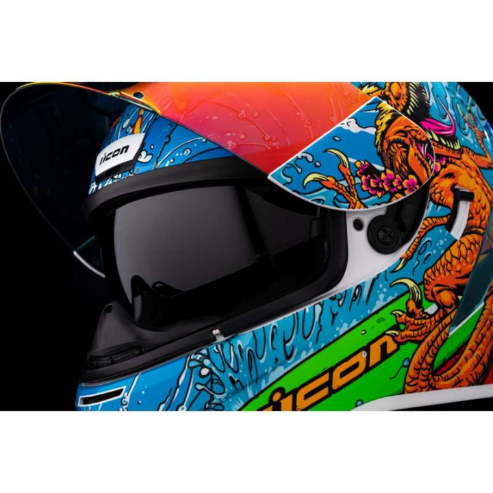 Casque moto Icon AIRFORM DINO FURY BLUE