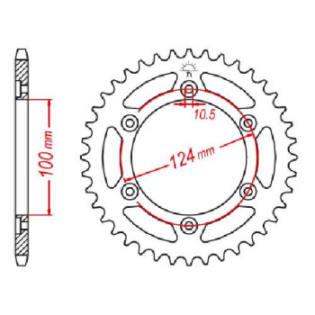 Couronne acier JT 45 dents pas 520 type 735 Couronne acier JT 45 dents pas 520 type 735