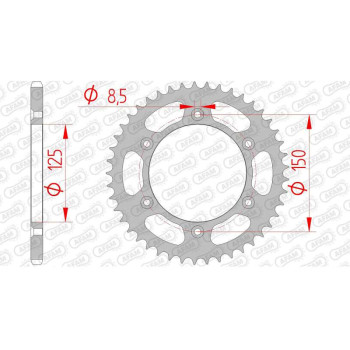 Couronne acier AFAM 45 dents pas 520 type 71304 KTM EXC 250
