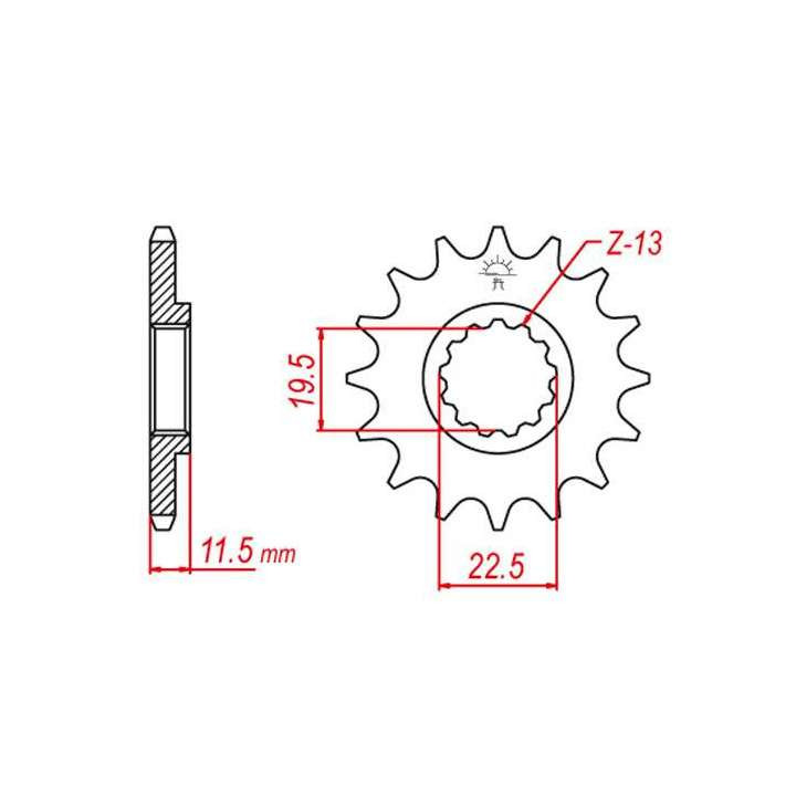 Pignon JT 15 dents pas 428 type 409 DR-Z125 Pignon JT 15 dents pas 428 type 409 DR-Z125