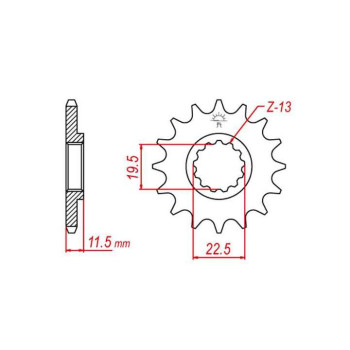 Pignon JT 15 dents pas 428 type 409 DR-Z125 Pignon JT 15 dents pas 428 type 409 DR-Z125