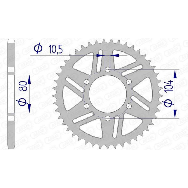 Couronne alu AFAM 48 dents pas 520 type 17606 Couronne alu AFAM 48 dents pas 520 type 17606