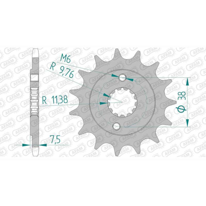 Pignon AFAM 15 dents pas 520 type 22405 Kawasaki KSF 400