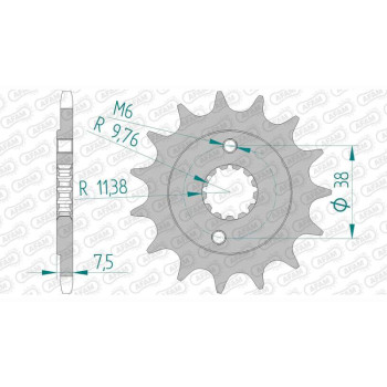 Pignon AFAM 15 dents pas 520 type 22405 Kawasaki KSF 400