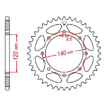 Couronne acier JT 47 dents pas 520 type 487