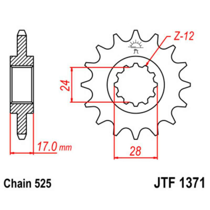 Pignon JT 14 dents pas 525 type 1371
