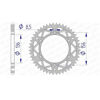Couronne alu AFAM 49 dents pas 520 type 15206 Beta RR 250 4T Enduro Couronne alu AFAM 49 dents pas 520 type 15206 Beta RR 250 4T Enduro